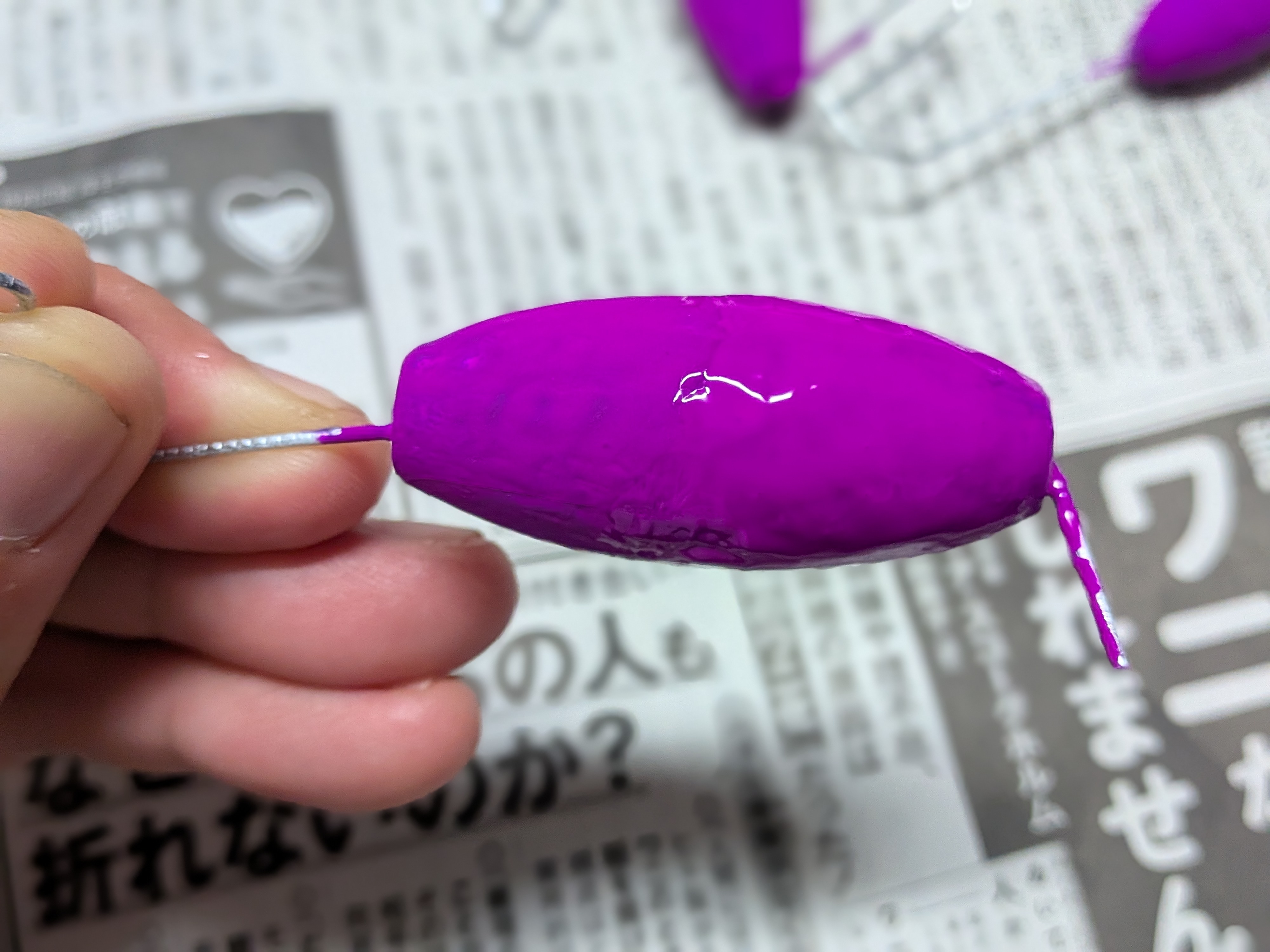 サーベルカブラオモリ塗装 アクリル絵の具二回目の上塗りは色の違いほぼ無し