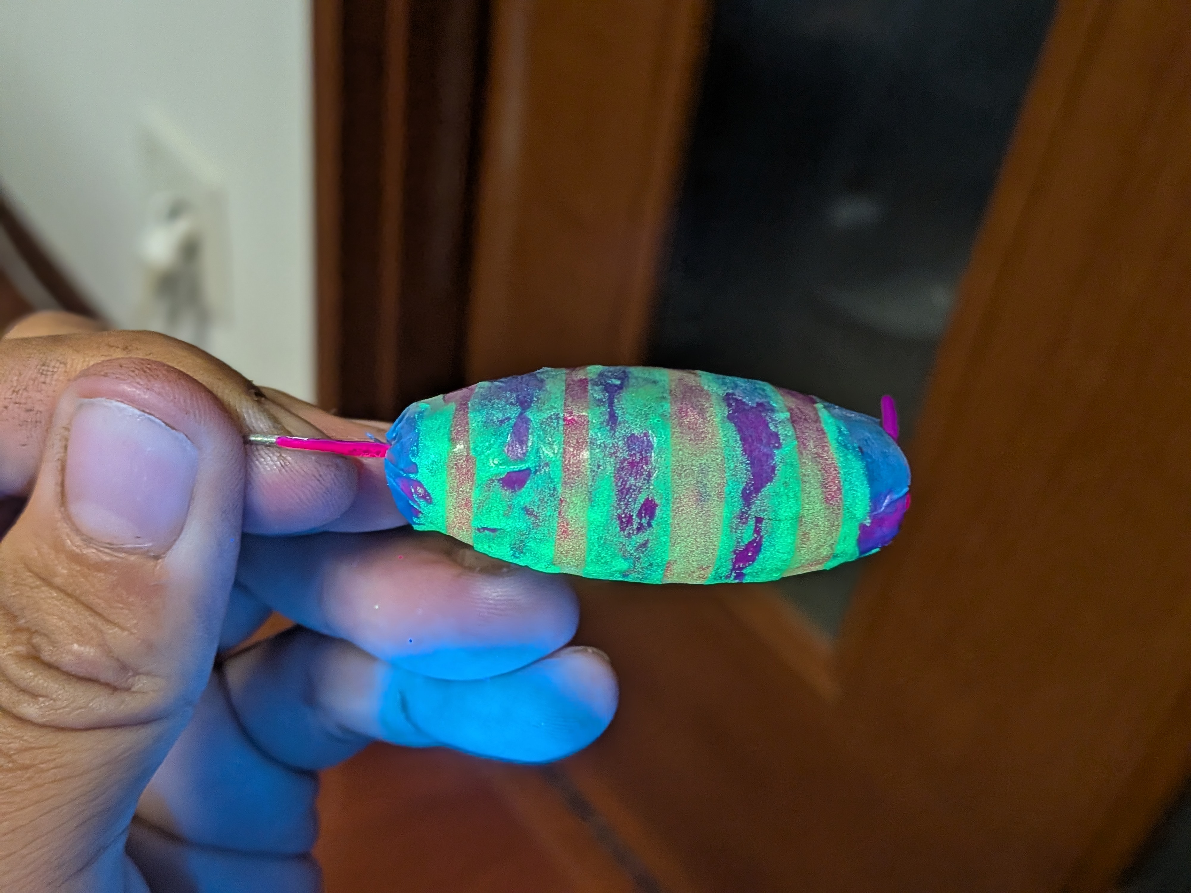 サーベルカブラオモリ塗装 三度目くらいから夜光が強くなってくる