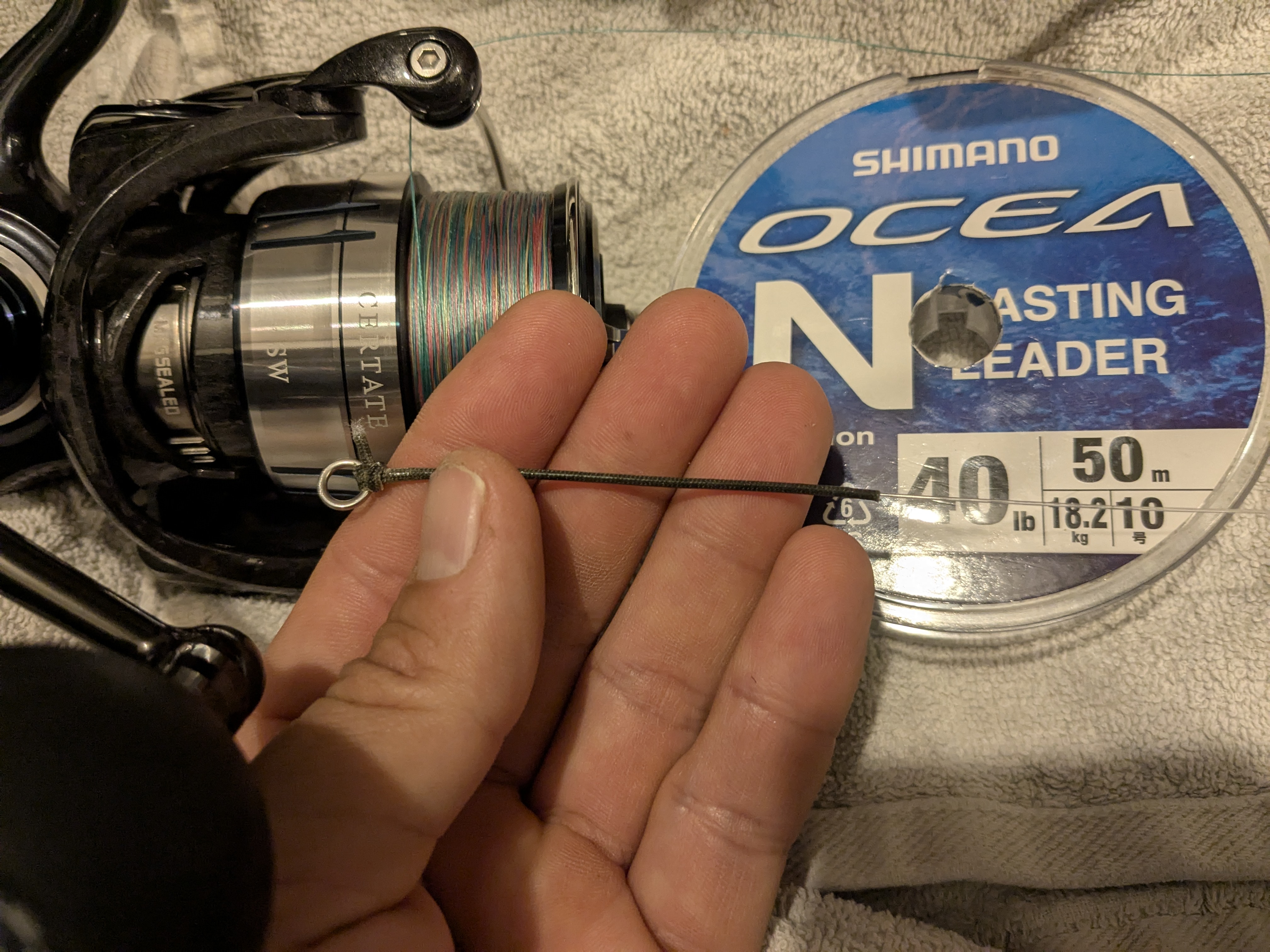 2025年1月11日　浜名湖沖ブリトップ　リール・リーダー・接続具・ノット（2号ライン）